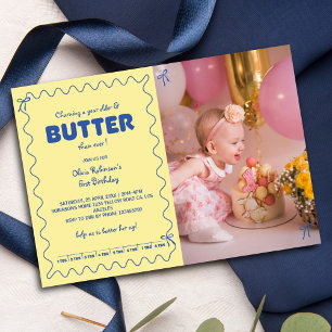Invitation Photo de anniversaire Beurre en train de prendre u