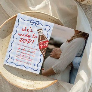 Invitation Photo de Baby Shower 'Arc Bleu Elle est Prête à Ac