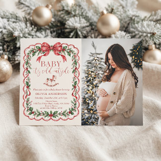 Invitation Photo de Baby Shower de Noël
