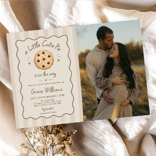 Invitation Photo de Baby Shower Little Cutie Pie aux rayures