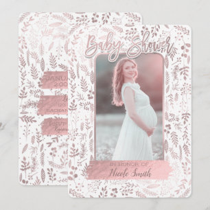Invitation Photo de baby shower moderne rose gold et rose