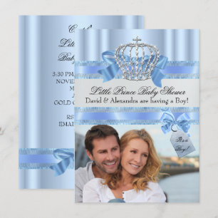 Invitation Photo de Baby Shower pour Garçon, Little Prince, B