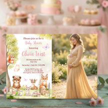 Invitation photo de Baby Shower Woodland Girl Anim