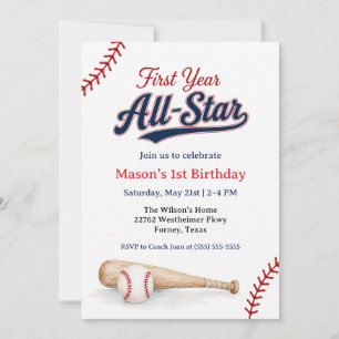 Invitation Photo de baseball All-Star de première année pour