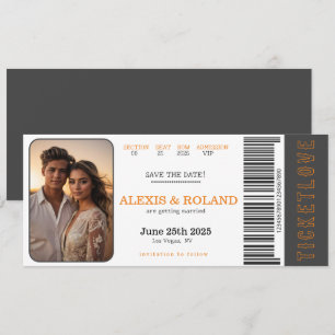 Invitation Photo De Billet VIP Enregistrer La Date