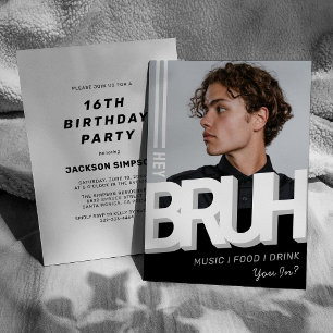 Invitation Photo de BRUH Adolescent Garçon Anniversaire
