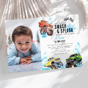 Invitation Photo de camion monstre amusant pour une fête d'an
