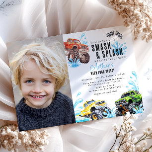 Invitation Photo de camion monstre amusant pour une fête d'an