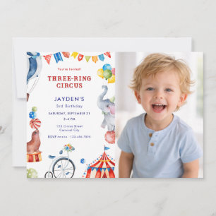 Invitation Photo de carnaval pour 3ème anniversaire Three Rin