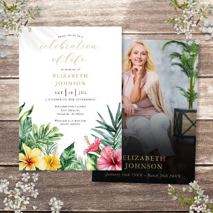 Invitation Photo de célébration de vie avec des fleurs tropic