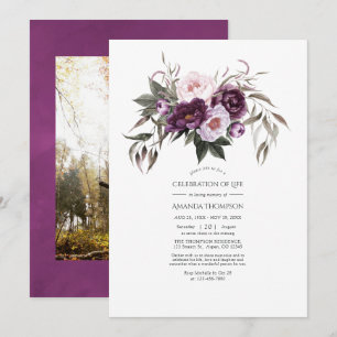 Invitation Photo de célébration de vie florale en velours pro
