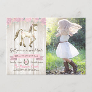 Invitation Photo de Cheval Pony Cowgirl Birthday Party