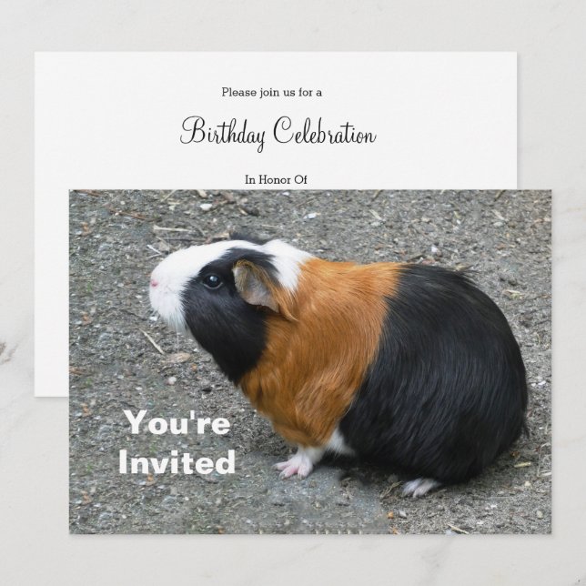 Invitation Photo de Cochon de Guinée Anniversaire (Devant / Derrière)