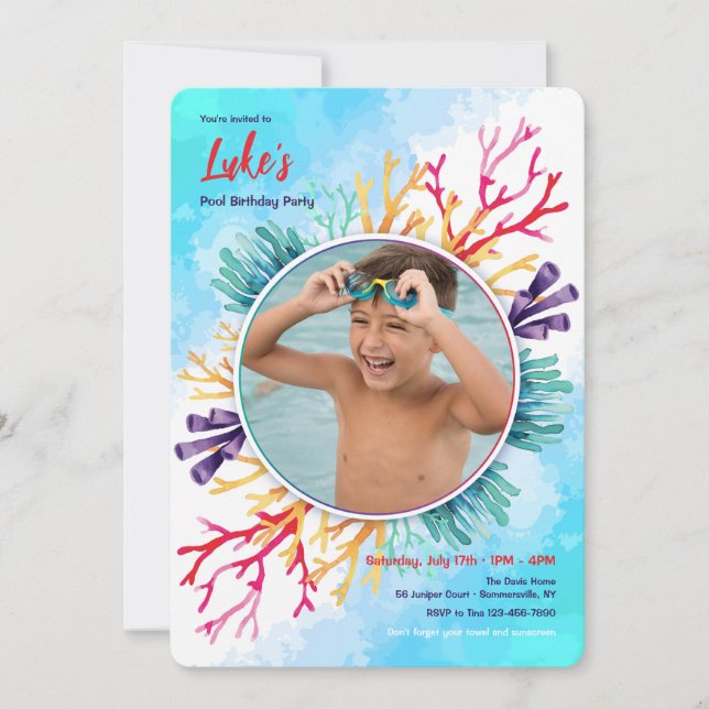 Invitation Photo de corail de mer (Devant)