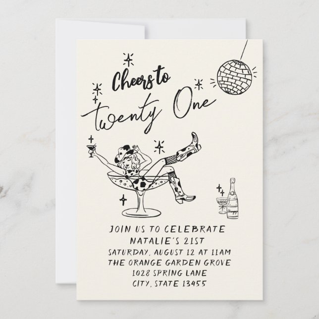 Invitation Photo de côte de la vilebrequin tirée à la main 21 (Devant)