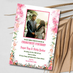 Invitation Photo de couple de cérémonie d'engagement hindou i