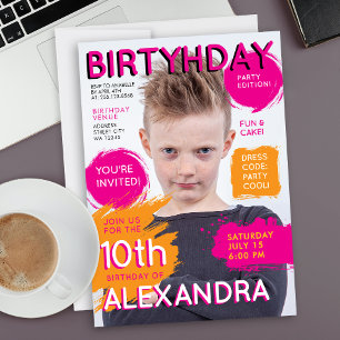Invitation Photo de couverture de magazine pour enfants rose