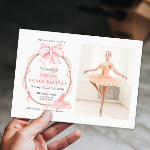 Invitation Photo de danse de ballet avec ruban rose