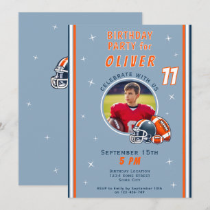 Invitation Photo de dessin animé de casque de football pour a