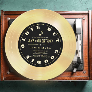Invitation Photo de disque d'or/disque vinyle pour 60e annive