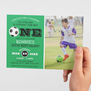 Invitation Photo de enfants de football cool pour anniversair