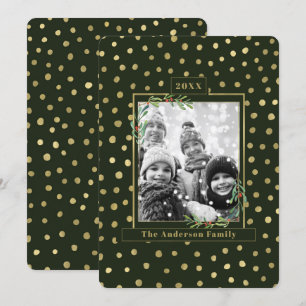 Invitation Photo de famille de vacances hivernales verte et d