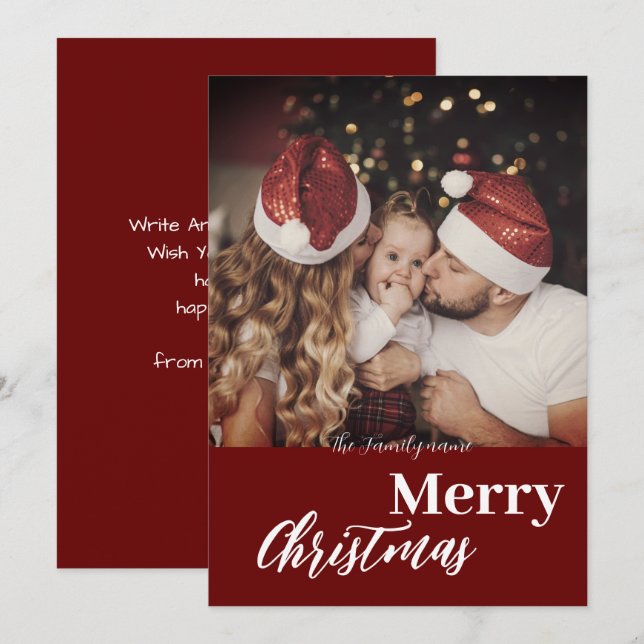 Invitation Photo de famille moderne et branchée de Noël sombr (Devant / Derrière)