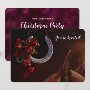 Invitation Photo de fer à cheval suspendu pour Noël equestre