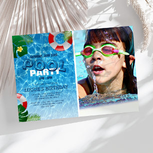 Invitation Photo de fête au bassin 'Cool' pour un anniversair