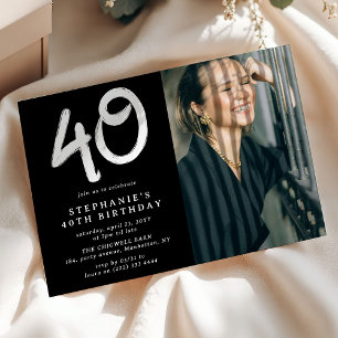Invitation Photo de fête d'anniversaire 40 ans moderne
