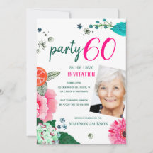 Photo de fête d'anniversaire 60 ans à fleurs vives