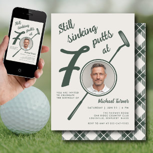 Invitation Photo de fête d'anniversaire 70 ans Putter de golf