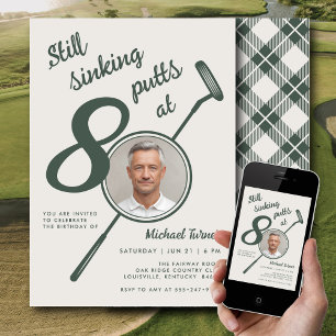 Invitation Photo de fête d'anniversaire 80 ans Putter de golf