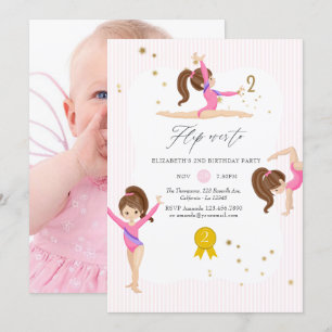 Invitation Photo de fête d'anniversaire de 2 ans de gymnastiq
