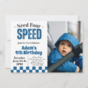 Invitation Photo de fête d'anniversaire de 4 ans Need Four Sp