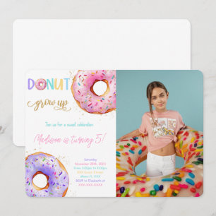 Invitation Photo de fête d'anniversaire de Donut rose