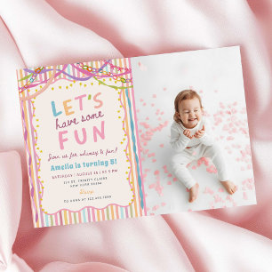 Invitation Photo de fête d'anniversaire de fille fantaisiste