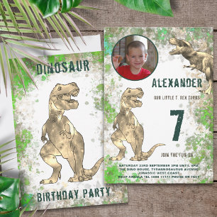 Invitation Photo de fête d'anniversaire de la jungle de dinos