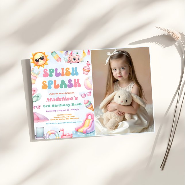 Invitation Photo de fête d'anniversaire de l'été modifiée (Créateur téléchargé)