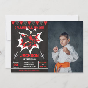 Invitation Photo de fête d'anniversaire de ninja Karaté Ninja