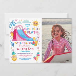 Invitation Photo de fête d'anniversaire de Splish Splash Wate