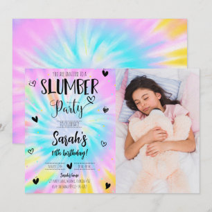 Invitation Photo de fête d'anniversaire de Tie Dye Girl Stwoo