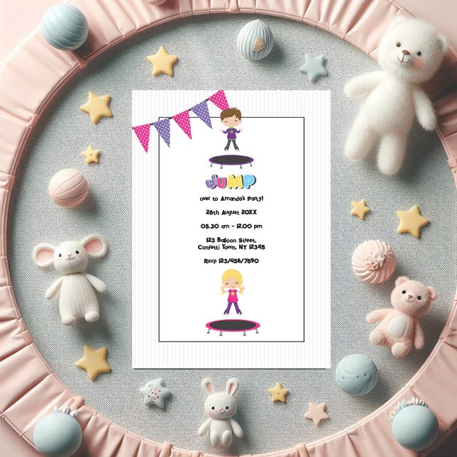 Invitation Photo de fête d'anniversaire de Trampoline (Trampoline Birthday Party Photo Invitation)