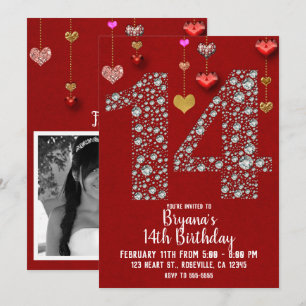 Invitation Photo de fête d'anniversaire de Valentine du