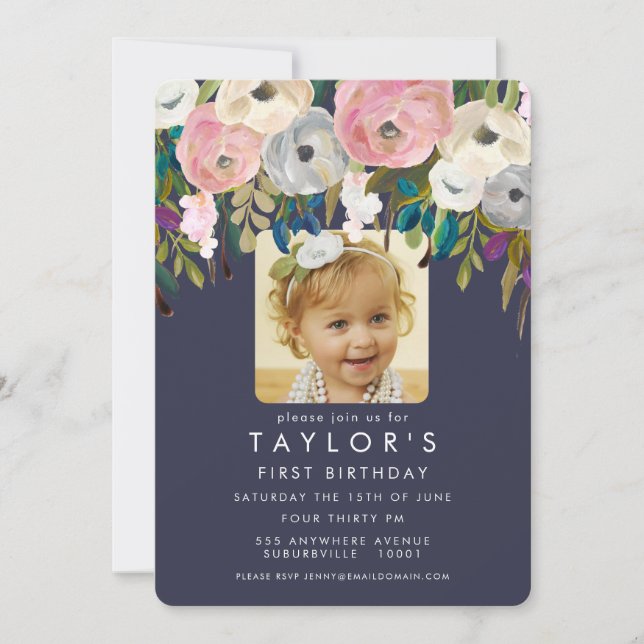 Invitation photo de fête d'anniversaire des filles (Devant)