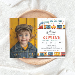 Invitation photo de fête d'anniversaire du train