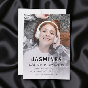 Invitation Photo de fête d'anniversaire moderne pour adolesce