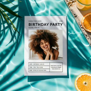 Invitation Photo de fête d'anniversaire moderne tous âges