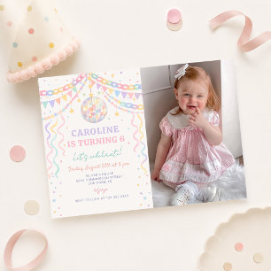 Invitation Photo de fête d'anniversaire Pastel Retro Whimsica