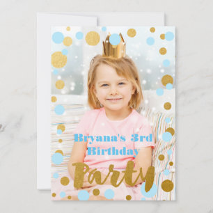 Invitation photo de fête d'anniversaire points ble